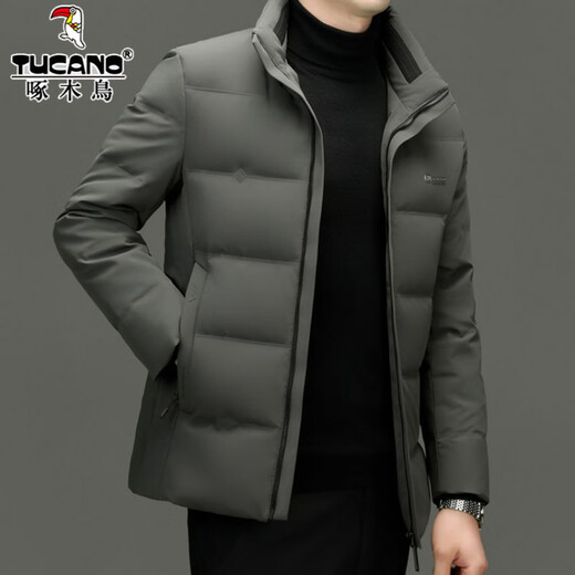 Мужской пуховик Woodpecker, короткий зимний утолщенный теплый белый утиный пух, модная куртка с воротником-стойкой, универсальная моющаяся куртка с защитой от холода 6183 черный M 170