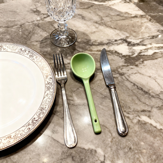 Baxi (BAXI) cute ceramic long-handled dessert spoon, underglaze color, hand-painted baby spoon, teaspoon coffee stirring spoon, good-looking mint macaron