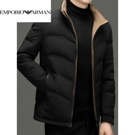 EMPORIO ARMANI Armani Winter Casual Lightweight Down Jacket Men's Stand Collar Thickened Warm Jacket Trendy Korean Men's Duck Down Khaki L 175 Suitable for 116-135 Jin Jin equals 0.5 kg