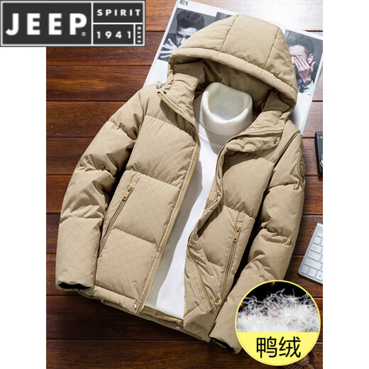 JEEP SPIRIT утолщенный пуховик для мужчин, осень-зима 2025, новинка, короткая модная красивая повседневная теплая куртка на розовом утином пуху S
