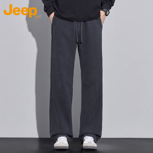JEEP Jeep casual pants men's autumn and winter thickened straight sweatpants twill warm long pants men's navy blue L