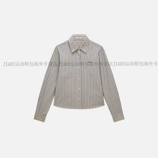 OCHIRLY new style pure cotton yarn-dyed striped shirt long-sleeved shirt with blue 2026 spring official authentic blue stripe XS