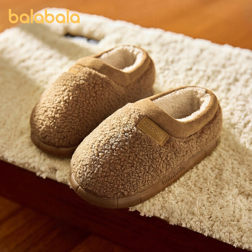 Balabala children's cotton shoes winter velvet thickened cotton slippers for boys and girls parent-child comfortable home shoes medium and large children's warm shoes