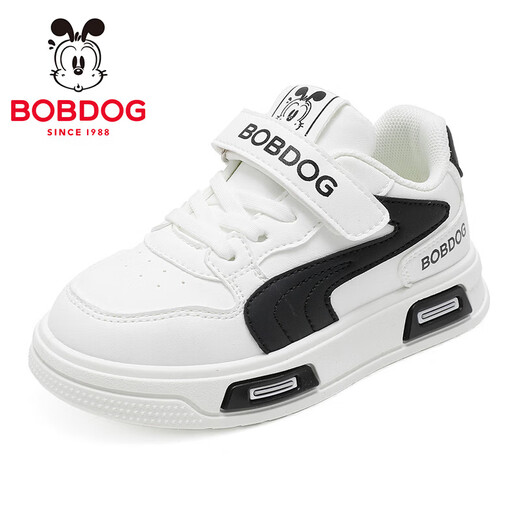 BOBDOG children's shoes 2026 spring new style boys' low-cut sneakers for primary school students casual white shoes children's sports shoes for women milky white/black 27 suitable for feet 16.2CM