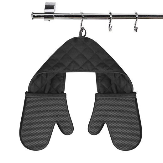 Yonghuan Duanshiwo thickened double-layer double-headed microwave oven anti-scalding gloves heat-insulated and high-temperature baking oven air fryer steaming black double-headed gloves