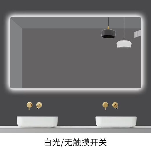 Bathroom Smart Mirror Customized Bathroom Mirror Touch Screen LED Cosmetic Mirror with Light New Wall-Mounted Bathroom Mirror White Light + No Touch 40cm*60cm
