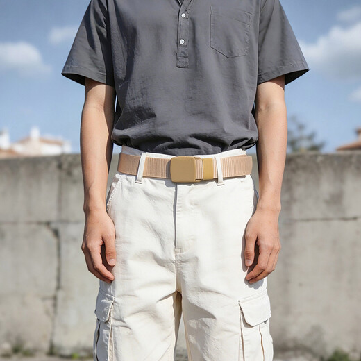 Men's non-magnetic buckle tactical outdoor sports nylon belt student military training canvas decorative belt belt black 125cm can be cut, the maximum can be worn to 200Jin Jin is equal to 0.5kg