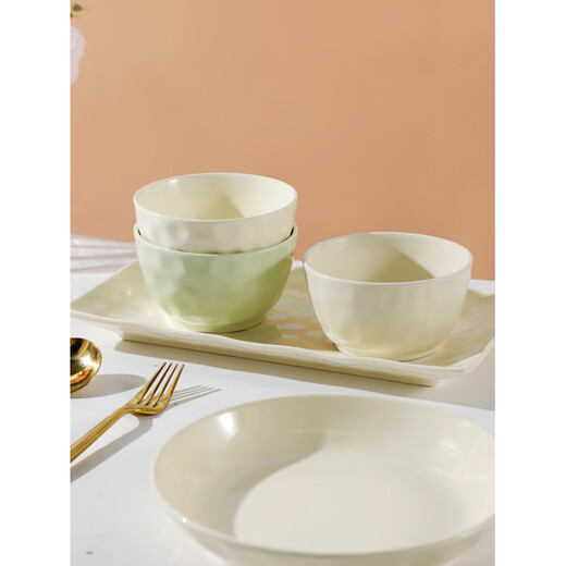 Tuojin bowl household ceramic rice bowl tableware soup bowl instant noodle bowl household stone pattern creative personality 2026 new bowl 4.75-inch stone pattern milk white bowl 4 pieces can be put into the disinfection cabinet