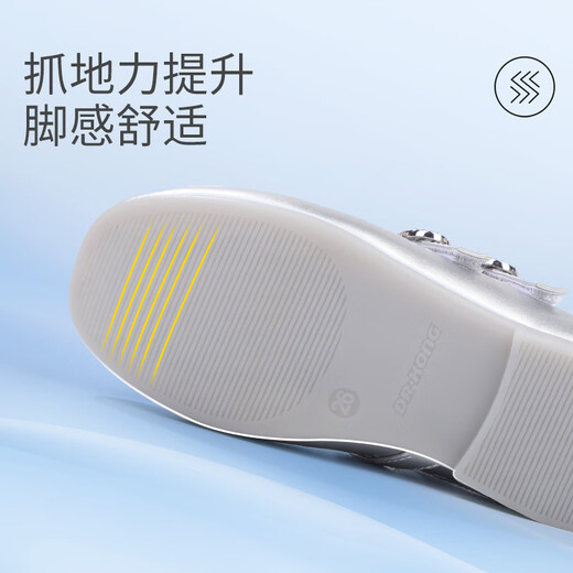 Dr. Jiang (DR KONG) spring girls' off-white solid color simple princess etiquette shoes campus performance children's leather shoes silver 23 feet length about 13.8-14.6