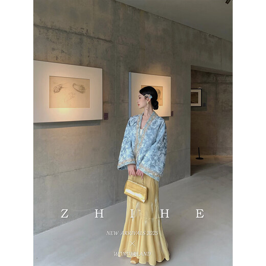 Wuyan Yihe Lanting Xu original new Chinese style heavy jacquard white duck down jacket + velvet skirt down jacket XS