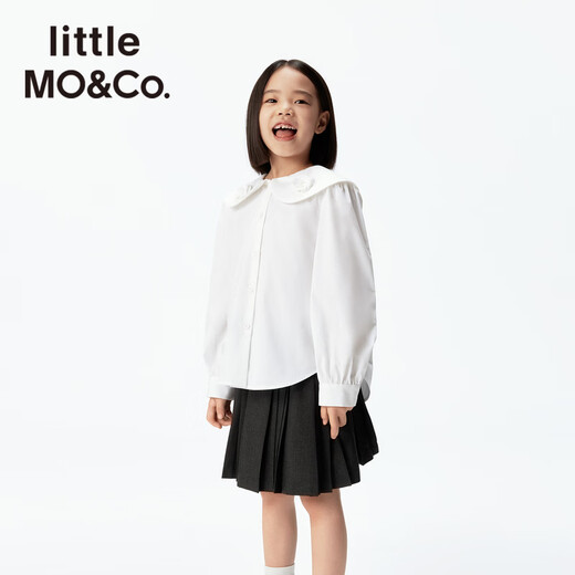 Little MO&Co. Jiajia's same little moco children's wear 26 spring new style girls floral cotton doll collar long-sleeved shirt white 140 140/68