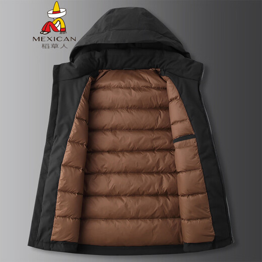 Scarecrow Fat Brother 2025 plus size men's youth down jacket plus fat plus size fat man solid color white duck down jacket black 2XL