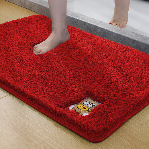 Fantasy bathroom floor mat special absorbent foot mat for bathroom door entrance door mat 2025 new toilet carpet bathroom home bright red 40x60 cm