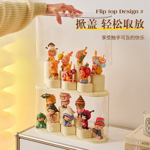 OMANTI Blind Box Figure Storage Box Display Rack Transparent Layered DIY Dustproof Figure Labubu Bubble Mart Display Box 1 Pack DIY Collector Figure Treasure Box Figure Box Only, Doll Not Included