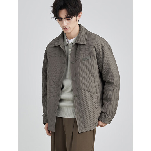 Duchi DUCHI Мужской легкий пуховик Мужская зима 2025 г. Новый стиль рубашки с короткими лацканами Белый утиный пуховик Черный XL Рекомендуемый вес 151-170Jin Jin равен 0,5 кг