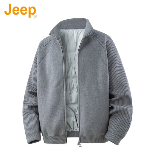 JEEP American genuine high-end lightweight knitted down jacket winter warm and cold-proof men's casual stand-up collar trendy jacket royal blue international big brand XL