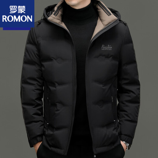 罗蒙（ROMON）高端男士羽绒服冬季新款加厚保暖外套短款防寒服休闲冬装外套 灰色【罗蒙】/上新-X9529F XL 180