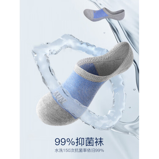 AUN Men's Invisible Socks Silver Ion Socks Breathable Low-Waist Cotton Socks Casual Men's Socks Shallow Mouth Boat Socks Mixed Colors - Pack of 6 Pairs One Size (39-44)