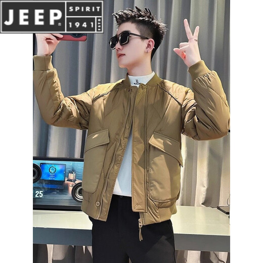 JEEP SPIRIT otoño e invierno nuevo estilo hermoso cuello de béisbol ropa de trabajo algodón tendencia de la moda masculina chaqueta versátil de color sólido simple negro M (recomendado 90-110 Jin Jin equivale a 0,5 kg)