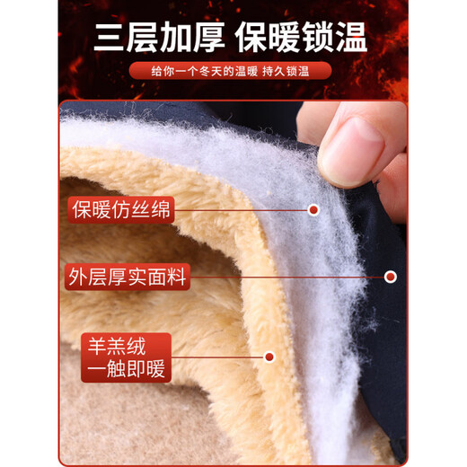 ROMON middle-aged and elderly women's cashmere pants men's casual pants plus velvet and thickened dad pants for the elderly in winter, easy to wear and take off cotton pants for outer wear, cold-resistant and warm, ultra-thick, dark blue XL