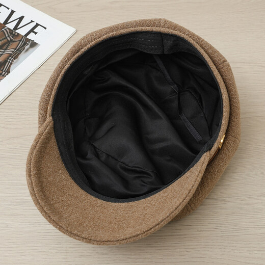 CTRLEND British retro octagonal beret women's autumn and winter face-showing small versatile duck hat winter warm painter newsboy hat black