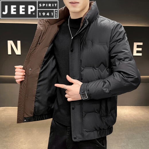 JEEP SPIRIT short stand collar down jacket for men 2025 new fashionable and handsome youth warm jacket winter tops pea green L