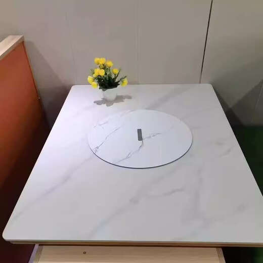 Yusenyi iron pot stew table top cover, hole-patch cover, hot pot steel ring cover, smoke ring cover, hot pot sunken pot ring cover for placing vegetables, white marble pattern stainless steel flat cover, 54cm base plate customization