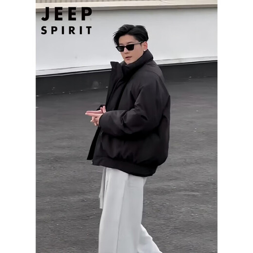 JEEP SPIRIT Jeep black flight jacket down jacket men's silhouette short work jacket cleanfit American handsome black down cotton M L (height 165-170C weight 110-125Jin Jin is equal to 0.5 kg)