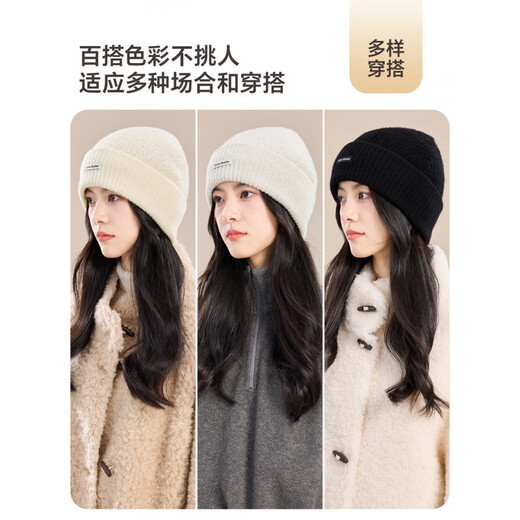 JIUMU Pure Wool Hat Women's Autumn and Winter Warm Ear Protection Knitted Wool Hat Showing Face Small Baotou Confinement Cold Hat Light Gray One Size (56-60cm)