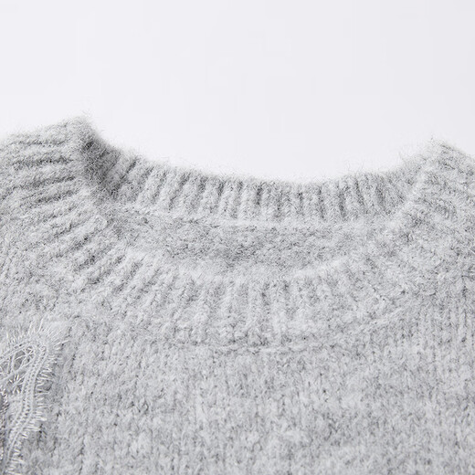 Xiangying Christmas atmosphere butterfly sweater for women 2026 spring new heavy industry embroidery lazy style gray sweater light gray top S 155/80A/85-95Jin Jin equals 0.5 kg