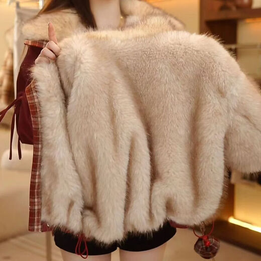 TIANFAN Winter Girls Jacket Mother-daughter Parent-Child Clothes 2025 New Winter Style Western Style Overcome Imitation Fur Top Red Follow and add to Favorite to get a pendant 175 Mom L size 105-120 Jin Jin is equal to 0.5 kg