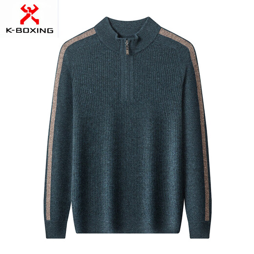 KBXNG Jinba Business Men's Autumn and Winter New Pullover Slim Sweater Men's 450g Wool Sweater Round Neck Guaranteed Business Men's Clothing Night Blue S 165