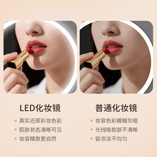 Cosmetic mirror with light LED desktop desktop standable bedroom mirror smart beauty mirror to fill in light Internet celebrity light luxury Dyson gray gift box-10 point 4 inch mirror