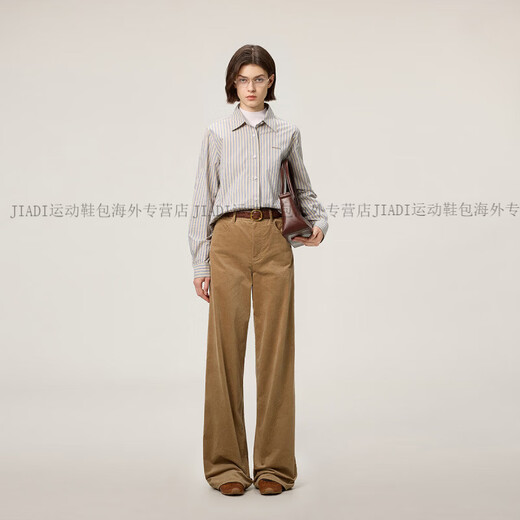 OCHIRLY new style pure cotton yarn-dyed striped shirt long-sleeved shirt with blue 2026 spring official authentic blue stripe XS