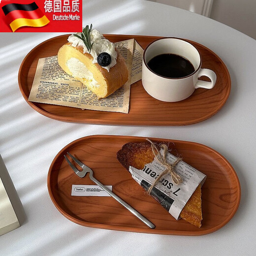 Tuojin oval imitation wood grain tray ins style tea tray water cup storage tray imitation wood grain oval tray small size