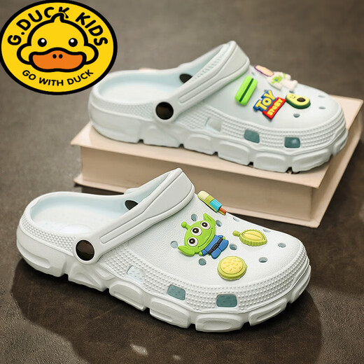G.duck children's shoes children's slippers boys 2025 new summer soft bottom clogs boys outer wear non-slip beach shoes gray 36
