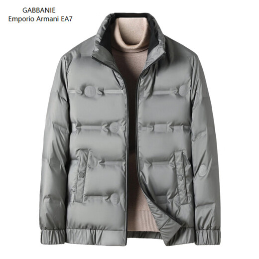 Emporio Armani EA7阿玛尼羽绒服短款男士冬季立领2026新款潮流休闲轻薄加厚白鸭绒外 黑色 高品质 M 建议100-115斤穿