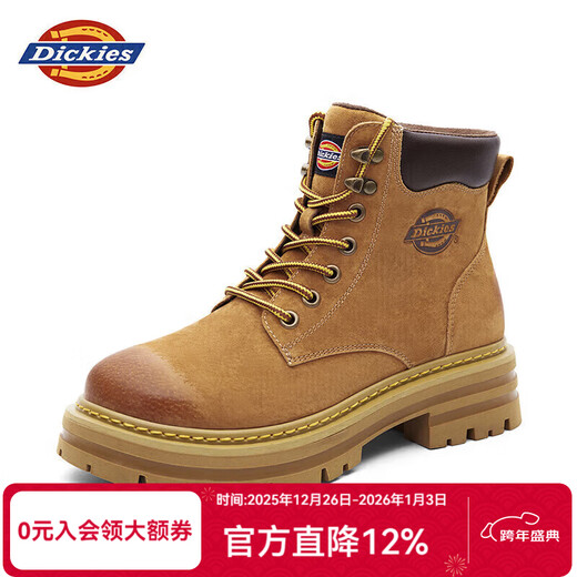 Dickies男士马丁靴高帮时尚男靴工装靴情侣靴男 土黄 36-女款
