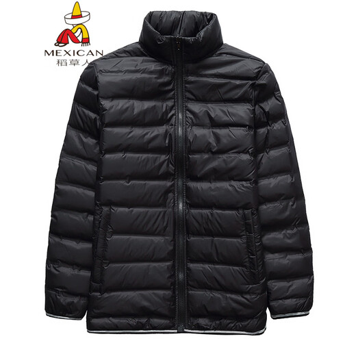 稻草人胖子哥2025冬季男士加肥加大码内胆可拆卸两件套羽绒服户外保暖 黑色 3XL