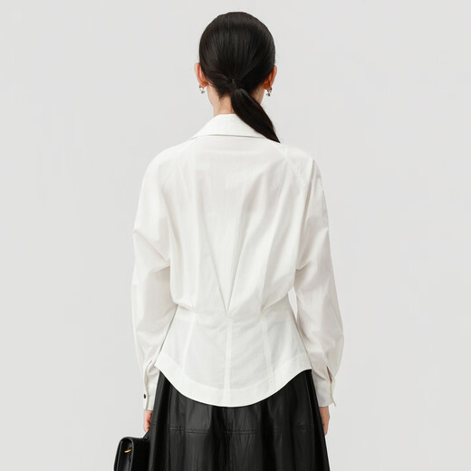 VIEA.ING shopping mall same style white shirt for women 2026 spring new style waist pleated shirt top white M