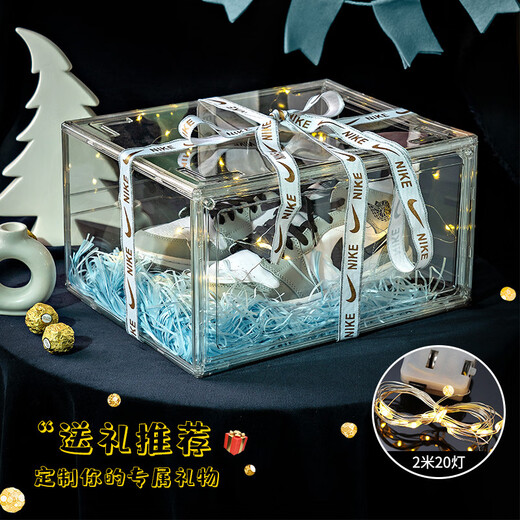 Pupan sends gifts to male and female friends, shoe box, transparent internet celebrity ins luminous shoe gift box, birthday gift, anniversary gift, basic model, transparent, 36x27x20cm