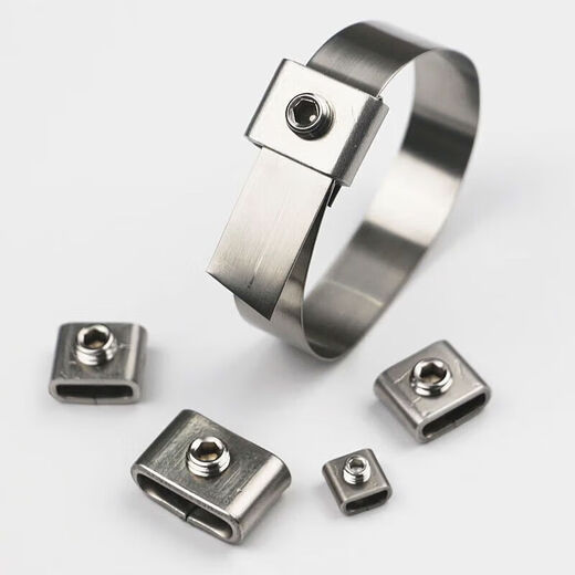 Xu ordered 304 stainless steel packing buckle tooth type L buckle screw buckle metal buckle wire pole hoop pipe clamp fixation 304 25mm tooth buckle (50 pcs)