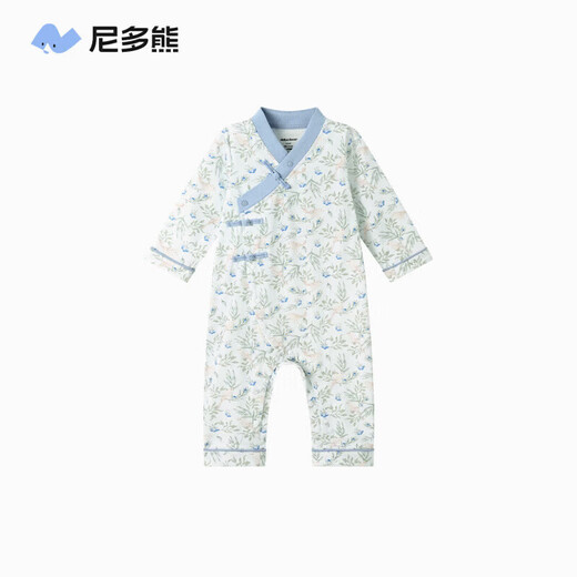 Nido Bear's new baby clothes spring baby boy jumpsuit pure cotton crawl suit for outdoor wear new Chinese style Blueberry and Sparrow 73cm