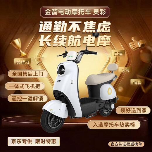 Golden Arrow Electric Motorcycle Popular New Product Lingcai 60V20AH Lead Acid Battery Long Life 800W High Power One-click Start Smart Pedal Electric Motorcycle Miwu White