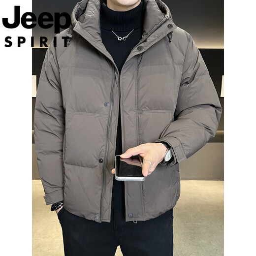JEEP International Brand Hooded Men's Down Jacket Winter 2025 New Thickened Short Coldproof Casual Jacket Black L 120-135Jin Jin equals 0.5kg