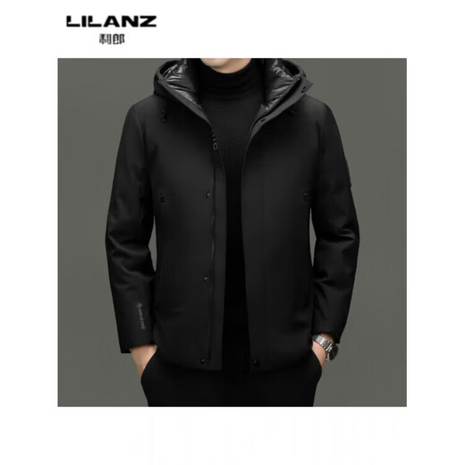 LILANZ пуховик мужской зимний короткий модный брендовый спецодежда утолщенный теплый куртка с капюшоном свободный белый утиный пух деловой черный 14XL (190)