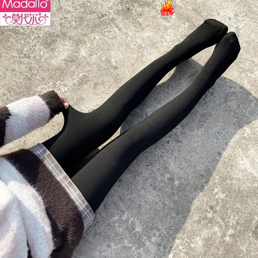 Modal Maillard over-the-knee socks autumn and winter thickened velvet stockings tall warm socks JK non-slip extended thigh socks extended version black one size plus velvet warmth + silicone anti-slip