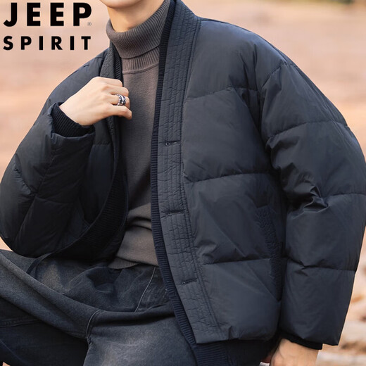 JEEP SPIRIT New Chinese style Chinese style down jacket men's winter thickened warm and cold-proof clothing high-end men's jacket black XL