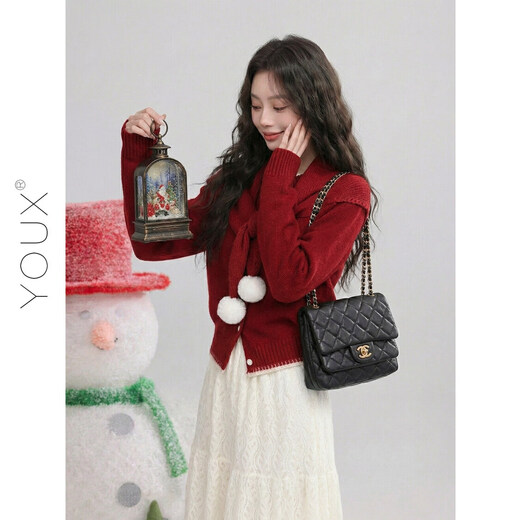 Youxiang Winter Snow Expression New Year's Gentle Atmosphere Red Sweater Women's 25 Winter New Lazy Style Top Retro Red S