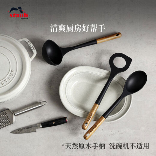 Shantou Lincun silicone Chinese non-stick pot spatula soup spoon colander rice spoon cooking high temperature resistant spatula full set wooden handle silicone-rolling pin